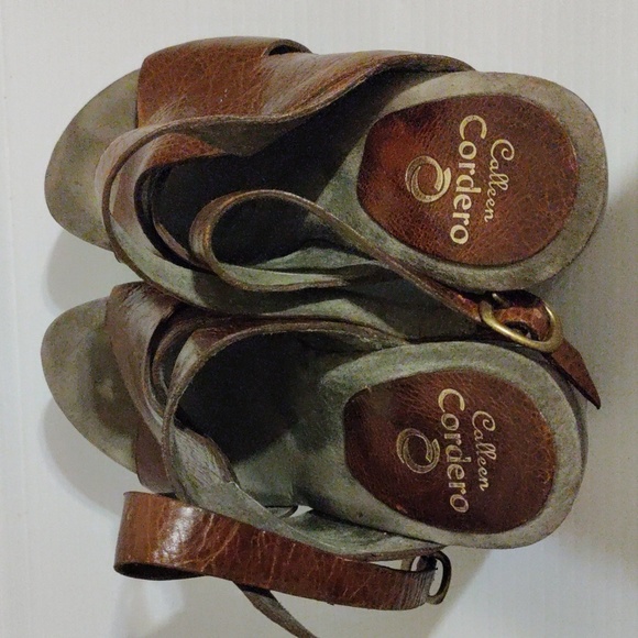 Colleen Cordero Brown Leather Platform Sandal Heel - Picture 8 of 11